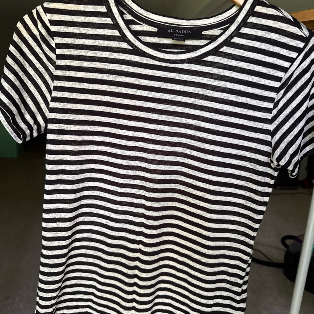 All Saints Monochrome Striped Tee